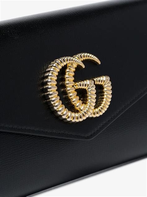 gucci broadway leather clutch with double g|Black Leather Broadway Clutch With Double G .